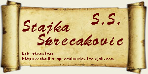 Stajka Sprečaković vizit kartica